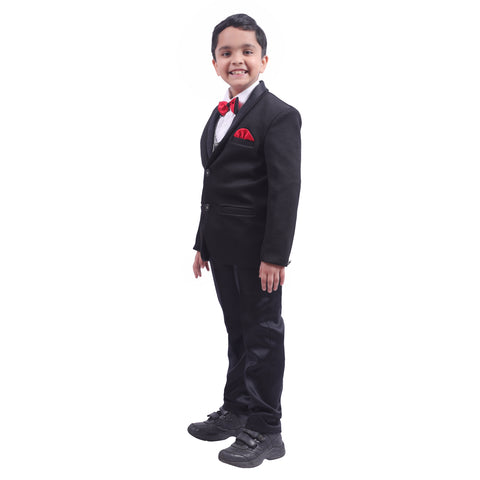 5 Piece Suit/Tuxedo Ultra Premium Party Wear  For Boys Colour Black