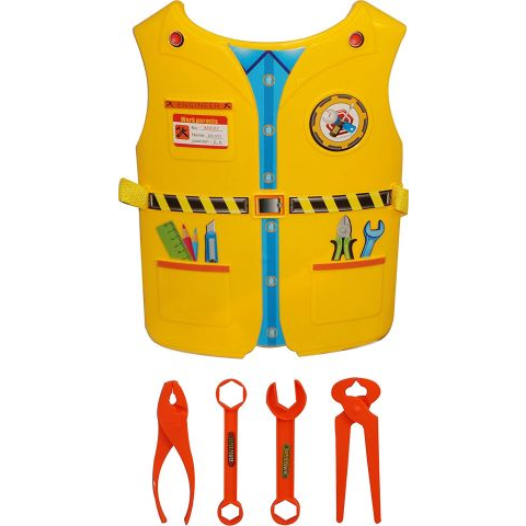 Plastic Role play vest for Kids- Enginner,Yellow-2-7 Years
