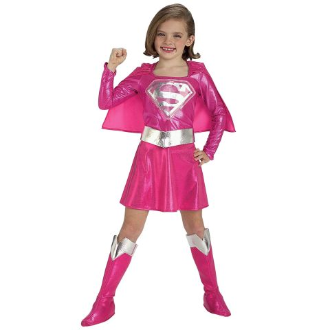 Super girl dress pink party costume for girls