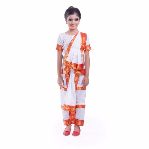 White Bharatnatyam Dance Dress