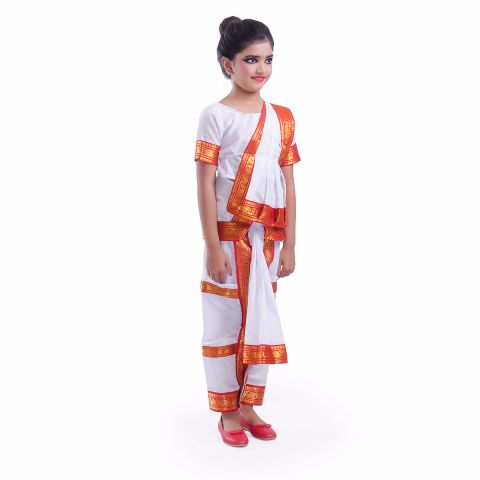 White Bharatnatyam Dance Dress