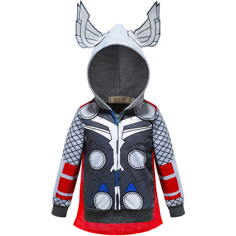Spring and autumn Superhero Zipper jacket Long Sleeve Hooded Sweatshirts-Thor