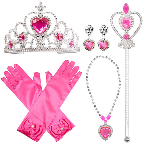 Princess Cinderella Rapunzel Dress up Accessories Set for Girls- Rose Red