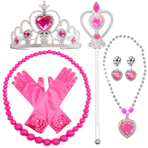 Princess Cinderella Rapunzel Dress up Accessories Set for Girls- Rose Red