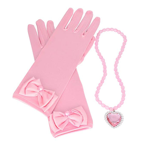 Princess Pink Dress up Accessories Set for Girls with Gloves
