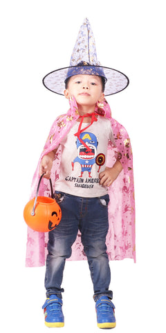 Halloween Cloak Cape Unisex Children Role Play Dress up Costume (Cape & Hat only)- Purple