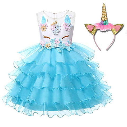 Unicorn Costume Unicorn Party Dresses Princess Costumes for Girls Colour Blue