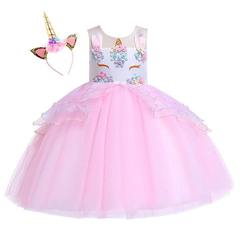 Girls Unicorn Dress up Fancy Costume for Pageant Party Colour Pink(DJS-006)