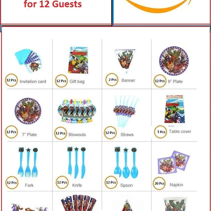 Avengers Theme Birthday Party Supply Mega Pack for 12 Guests 16 Items 179 Pcs Fancydresswale.com