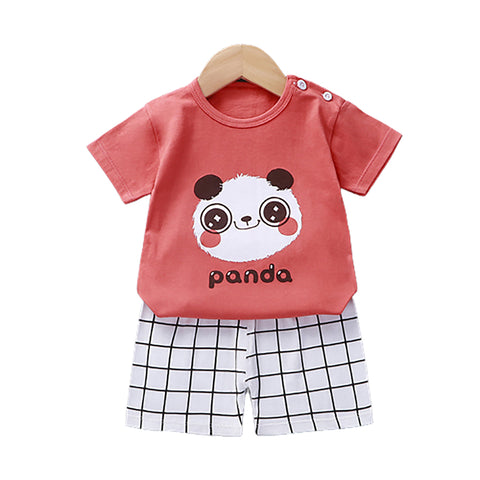 Fancydresswale Infant Toddler Baby boy and Baby girl short sleeve half pant and Shirt dress set, Red Panda