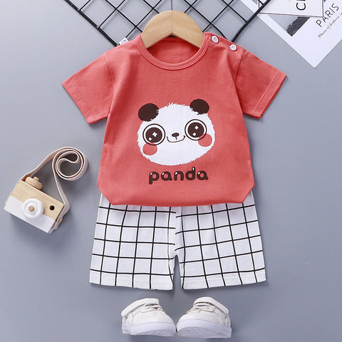 Fancydresswale Infant Toddler Baby boy and Baby girl short sleeve half pant and Shirt dress set, Red Panda
