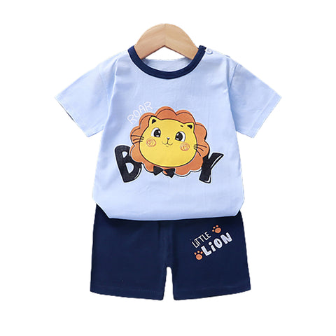 Fancydresswale Infant Toddler Baby boy short sleeve half pant and Shirt dress set,Blue Lion