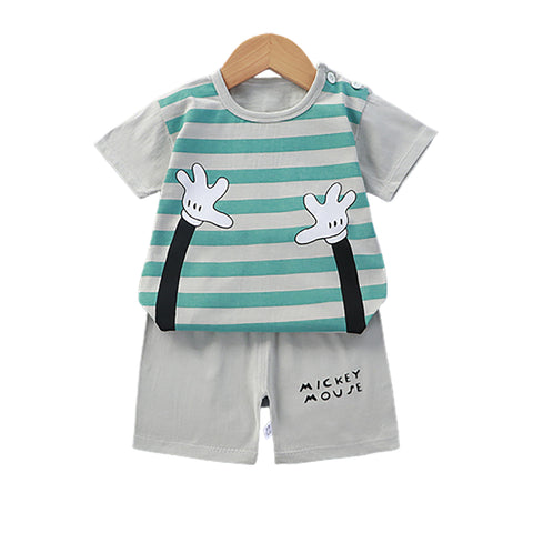 Infant Baby boy short sleeve half pant and Shirt dress set, Micky