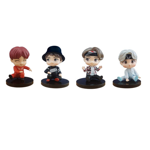BTS Cake Topper Figure Characters Set of Action Figure Toys and Bangtan Boys Birthday Party Supplies - Set of 7 (Black Base)