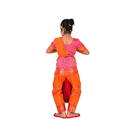 Bharatnatyam Costume Red and Pink for Fancy Dress/Costume Competitions/School Events/Annual Functions