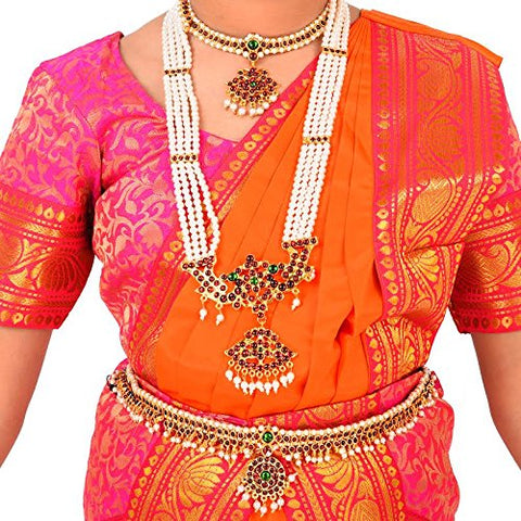 Bharatnatyam Costume Red and Pink for Fancy Dress/Costume Competitions/School Events/Annual Functions