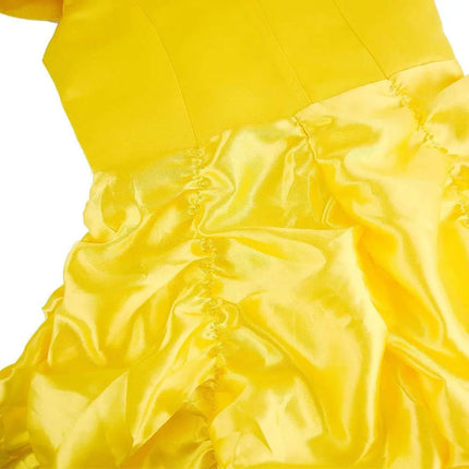 Belle Princess Dress Off Shoulder Layered Costume for Girls Yellow Fancydresswale