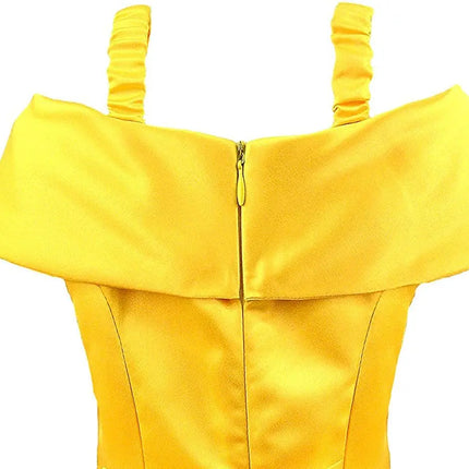 Belle Princess Dress Off Shoulder Layered Costume for Girls Yellow Fancydresswale