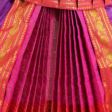 Bharatnatyam Brocade Costume Purple and Gold Professional Dance attire Fancydresswale.com