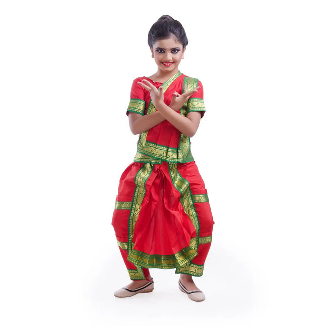 Bharatnatyam Costume-Red Fancydresswale