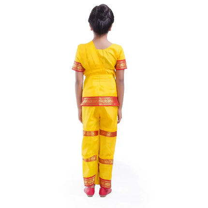Bharatnatyam Costume for Girls with Light Bharatnatyam Jewellery Fancydresswale
