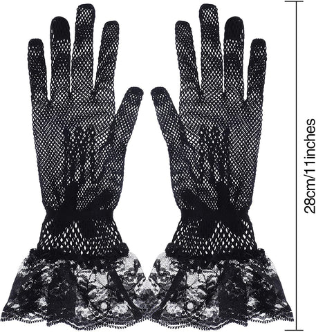 Fancydresswale Lace Vintage Bridal Elegant Party Full Finger Gloves for Party, wedding and Anniversaries; Black Color