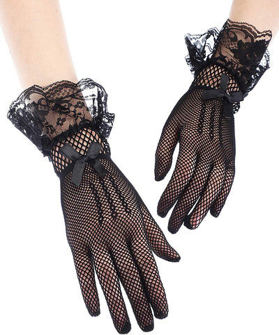 Fancydresswale Lace Vintage Bridal Elegant Party Full Finger Gloves for Party, wedding and Anniversaries; Black Color
