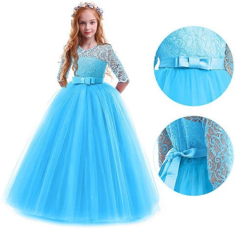 FancyDressWale Frozen Elsa theme floor length gown costume with Hair accessories and Princess crown