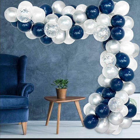 Fancydresswale Party Balloons 12 inch Blue Metallic Chrome Helium Shiny Latex Thicken Balloon Perfect Decoration for Wedding Birthday Baby Shower Graduation Christmas Carnival