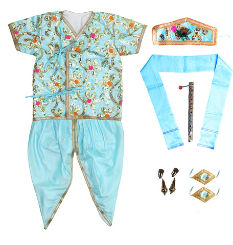 Fancydresswale Krishna blue dress for boys with complete accessories