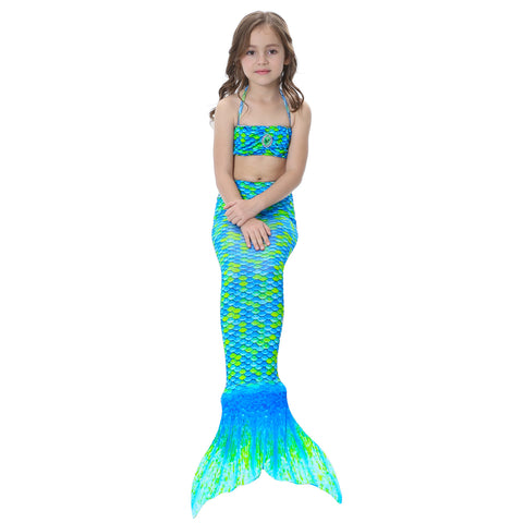 Fancydresswale Mermaid swimming costume bikini for Girls- Green Blue