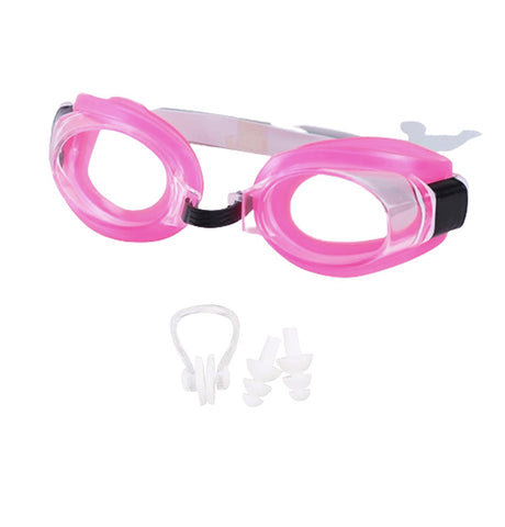 Pink Swimming Cap and Goggle combo for all age groups- One size fits all