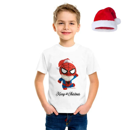 Christmas T-Shirt for Boys & Girls- Unisex with X-MAS Santa Claus Cap Fancydresswale
