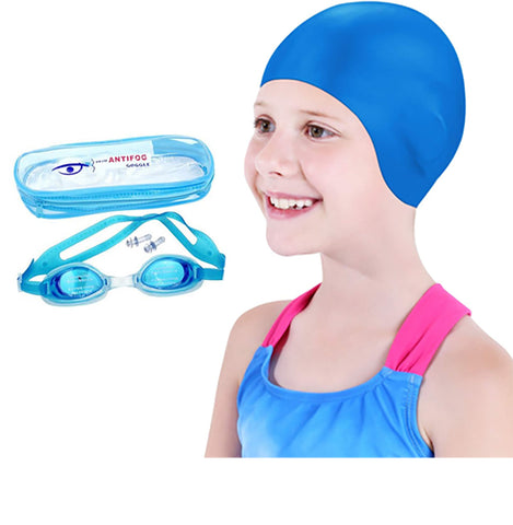 Fancydresswale Swimming Goggle and Cap combo for kids- Assorted Color and designs