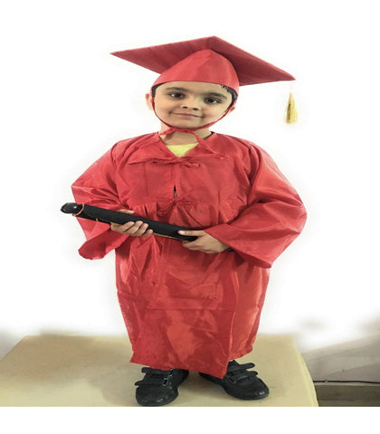 Convocation Dress with Cap for Boys and Girls Red Color