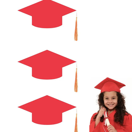 Convocation Cap for Kids, Red, pack of 3 Fancydresswale