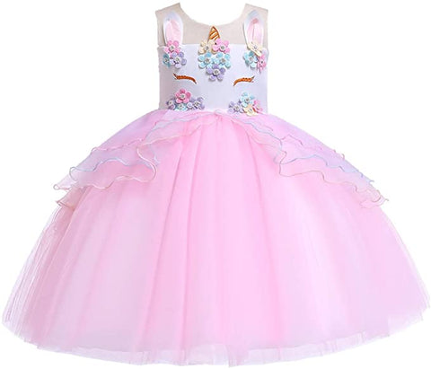 Fancydresswale Unicorn Pink dress for Girls with Accessories