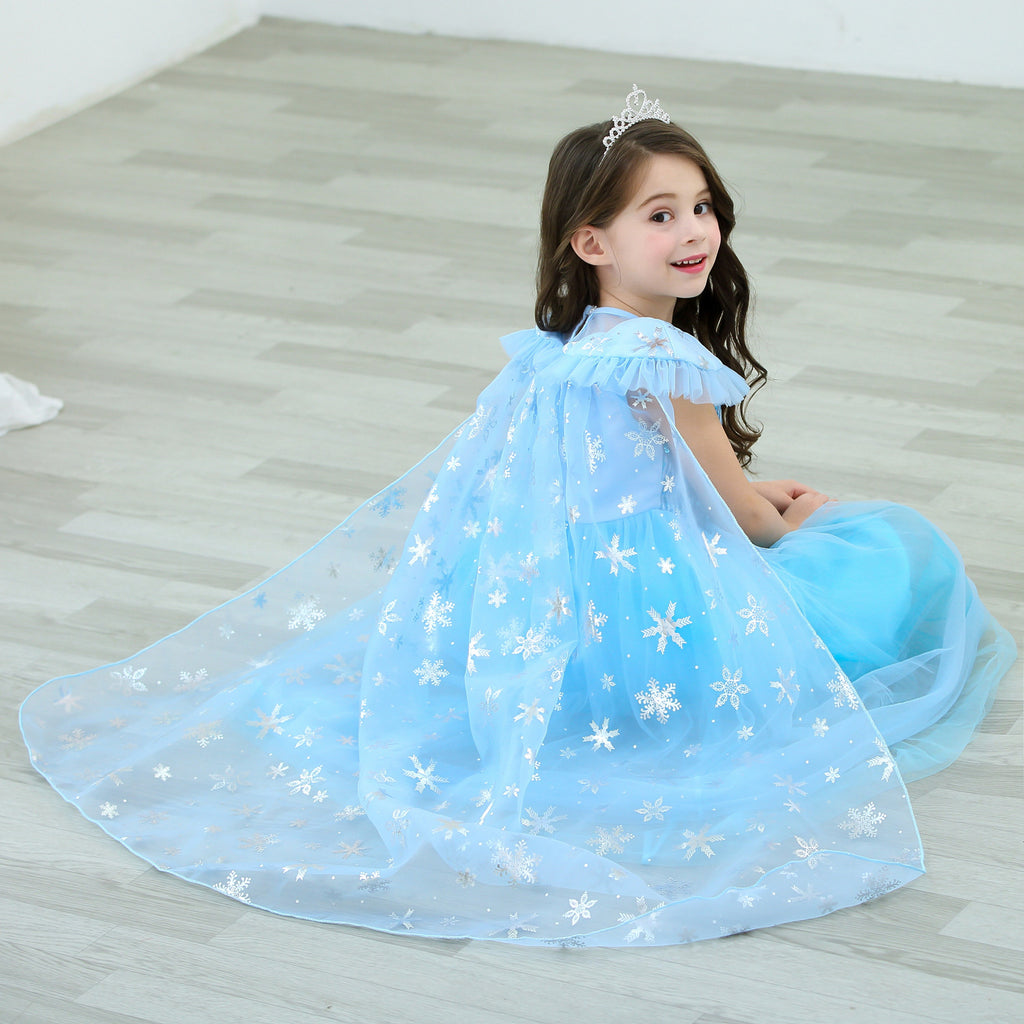 Fancydresswale Princess Elsa Party Dress withCrownNecklaceEarrings   fancydresswalecom
