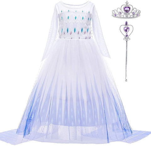 Frozen2 Elsa  costume  For Girls princess party dress up with Purple accessories
