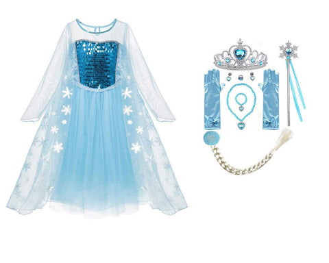 Princess Elsa Princess costume with 8 pack accessories