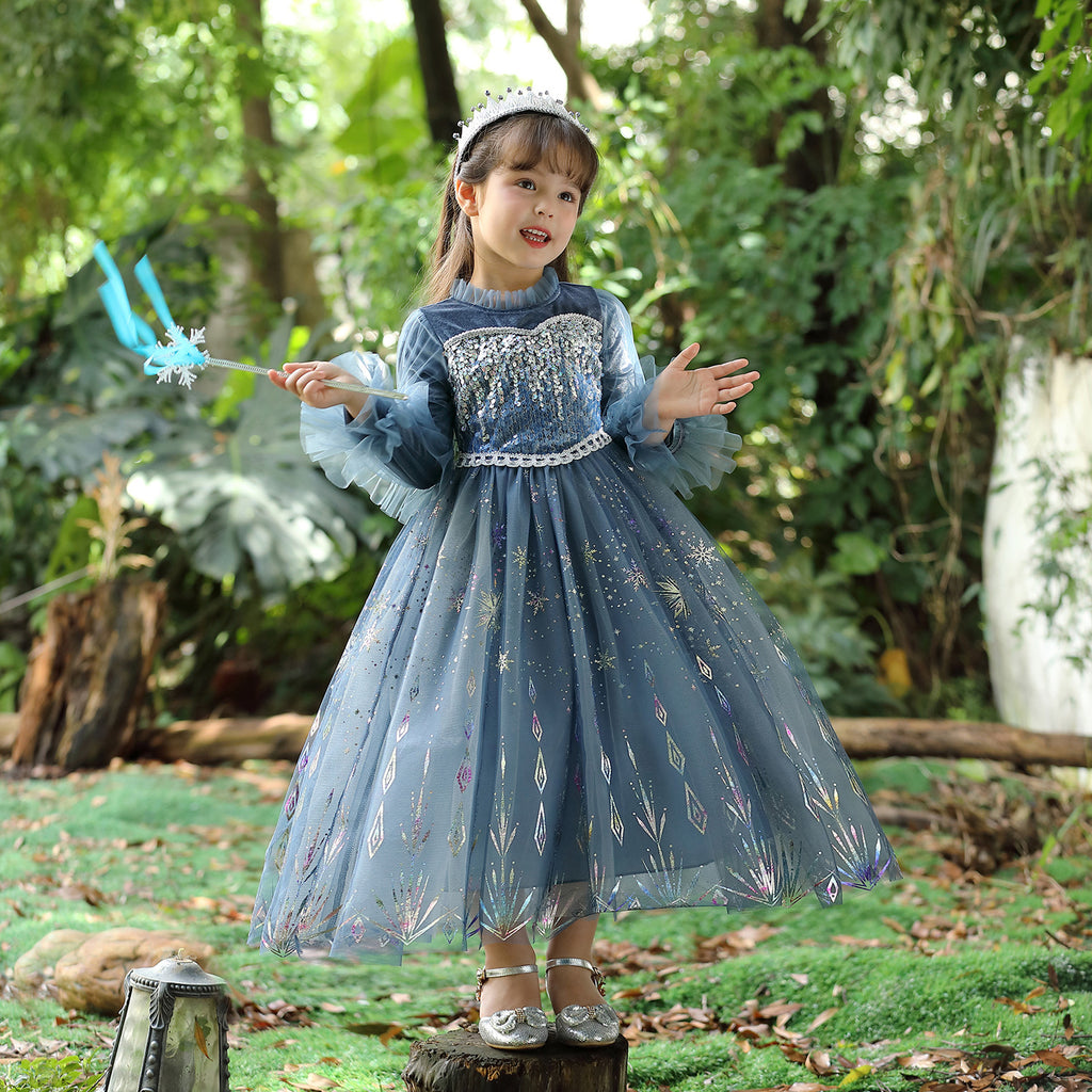 Fancydresswale Frozen Elsa Girl Princess dress Cosplay costume - Grey