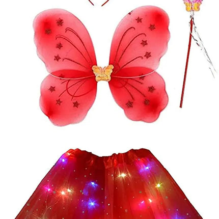 FancyDressWale Girls Dressing up Costume Red (3-7 Years),Tutu Skirt and Butterfly Wings Birthday Fairy Princess Dress Fancydresswale