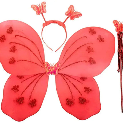 FancyDressWale Girls Dressing up Costume Red (3-7 Years),Tutu Skirt and Butterfly Wings Birthday Fairy Princess Dress Fancydresswale
