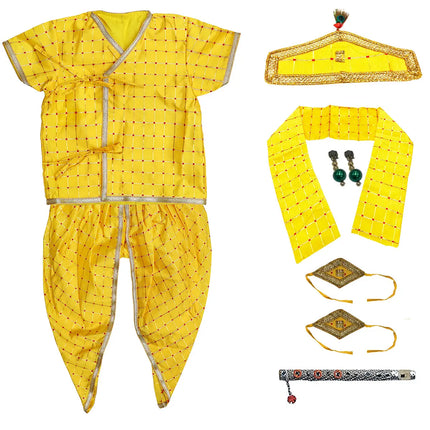 FancyDressWale Krishna dress set for Baby boys and kid with accessories-yellow Fancydresswale