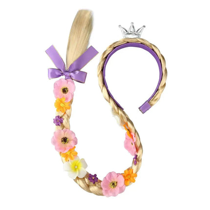 FancyDressWale Long Hair Rapunzel Princess Hairpiece Long 29" Cosplay Braided Wigs for Girls Princess Dress Up Accessories (Purple Yellow Crown) Fancydresswale.com