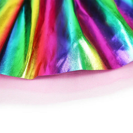 FancyDressWale Unicorn Dress Rainbow Skirt with Braid and Head Band (Free Size 3-7 Years) Fancydresswale