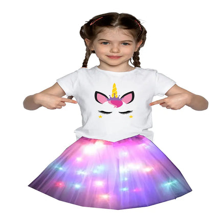 FancyDressWale Unicorn Pink Tutu LED Skirt and Top Birthday Dress for Girls-A1 Fancydresswale