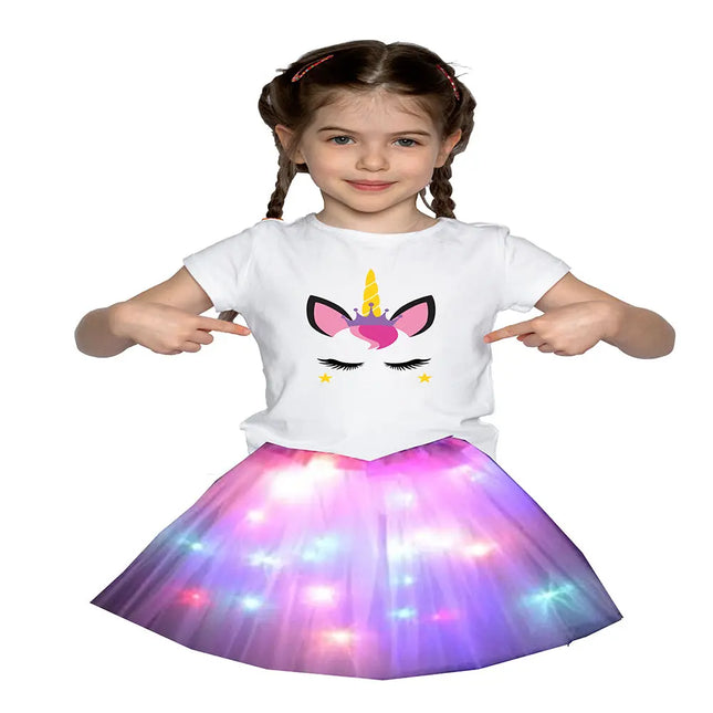 FancyDressWale Unicorn Pink Tutu LED Skirt and Top Birthday Dress for Girls-A1 Fancydresswale