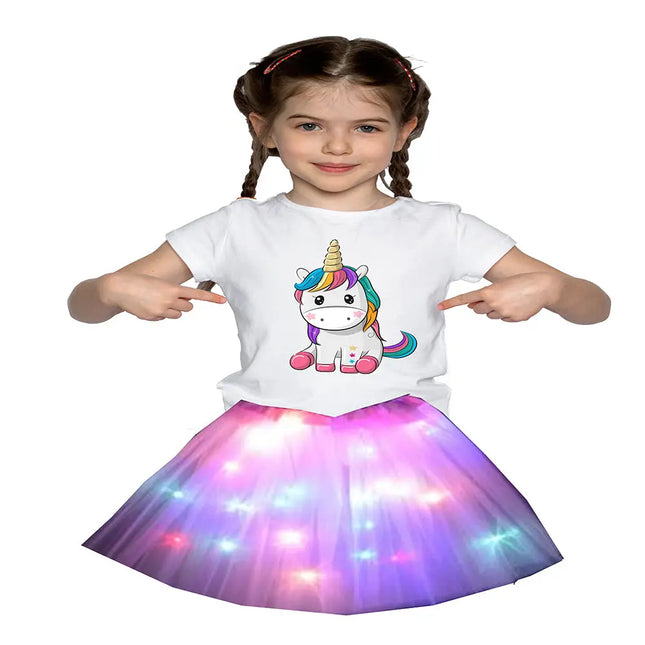FancyDressWale Unicorn Pink Tutu LED Skirt and Top Birthday Dress for Girls-A2 Fancydresswale