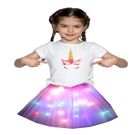 FancyDressWale Unicorn Pink Tutu LED Skirt and Top Birthday Dress for Girls-A3 Fancydresswale